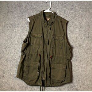 LUCKY BRAND Olive Green Utility Vest Women's X-Large Drawstring Safari Military
